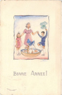 FANTAISIE - Famille - Mère Et Enfants - Bonne Année - Carte Postale Ancienne - Autres & Non Classés