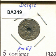 5 CENTIMES 1920 DUTCH Text BÉLGICA BELGIUM Moneda #BA249.E - 5 Cents