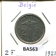 2 FRANCS 1923 DUTCH Text BÉLGICA BELGIUM Moneda #BA563.E - 2 Francos