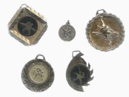 Médaille , Sports ,  JUDO , Uniface , 85 Gr. , LOT DE 5 MEDAILLES - Sports De Combat