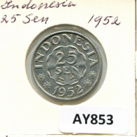 25 SEN 1952 INDONÉSIE INDONESIA Pièce #AY853.F - Indonésie