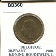 20 FRANCS 1980 FRENCH Text BELGIQUE BELGIUM Pièce #BB360.F - 20 Francs