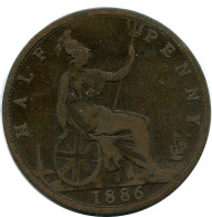 HALF PENNY 1886 UK GRANDE-BRETAGNE GREAT BRITAIN Pièce #AZ647.F - C. 1/2 Penny