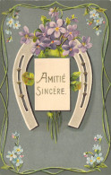 FANTAISIE - Amitié Sincère - Fleurs - Fer à Cheval - Carte Postale Ancienne - Autres & Non Classés