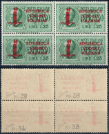 RSI QUARTINA ESPRESSO L. 1,25 CON SOPRASTAMPA FASCETTI TIRATURA DI MILANO + DECALCO - NUOVI MNH ** SASSONE E21 ANDREONI - Express Mail