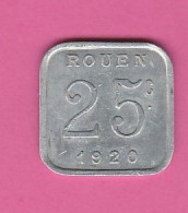 Rouen - Ligue Des Commerçants Rouennais - 1920 - 25 Centimes - Blason - Monétaires / De Nécessité