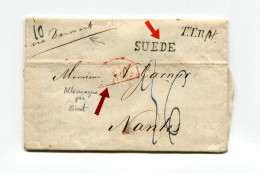 !!! LETTRE DE STOCKHOLM DE 1828 POUR NANTES,  AVEC MARQUE DE PROVENANCE "SUEDE" - ... - 1855 Prephilately