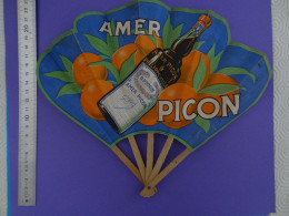 RARE Eventail En Papier AMER PICON (bouteille Penchée) Philippeville Chambrelent - Paris Orange - Alcohol