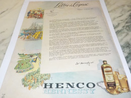 ANCIENNE PUBLICITE LETTRE DE COGNAC HENCO 1955 - Alcools