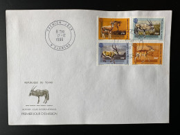 Tchad Chad Tschad 1996 Mi. 1448 - 1451 FDC 1er Jour Rotary International Faune Fauna Impalla Oryx Gazelle Addax - Tsjaad (1960-...)