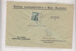 SLOVAKIA WW II 1943 BANSKA BYSTRICA  Censored  Cover To Germany - Covers & Documents