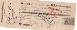 LETTRE DE CHANGE -QUINCAILLERIE -CLOUTERIE -FERRONNERIE -  NIORT - ANNEE 1909 - Bills Of Exchange