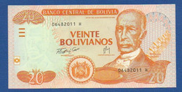 BOLIVIA - P.234 – 20 Bolivianos  L. 1986 UNC, Serie H 06482011 Printer FCO - Bolivie