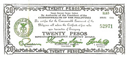 PHILIPPINES Province De MINDANAO  1944 , 20 Pesos #  528 D  " RA5 "   TB+ - Philippines