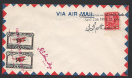 1931  First Flight Unaddressed Cover  Pelican Narrows, SK To Prince Albert Signed Postmastr And Pilot CL46 X2 - Aéreo