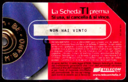 G 1258 A C&C 3348 SCHEDA TELEFONICA TI PREMIA VARIANTE STAMPATELLO MAIUSCOLO 3^A QUALITA' - PIEGA - FOLDED - Errori & Varietà