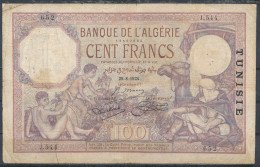 °°° TUNISIA TUNISIE BANQUE DE L'ALGERIE 100 FRANCS 25-8-1924 - P.10a ? VERY RARE DATE UNKNOWN °°° - Tunesien