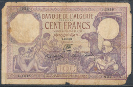 °°° ALGERIA ALGERIE 100 FRANCS 9-10-1936 - P. 81b °°° - Algérie