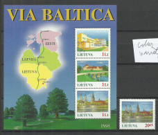 LITAUEN Lietuva Lithuania 1995 Block Michel 6 & Michel 576 MNH Via Baltica - Timbres