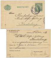 SUÈDE / SWEDEN - 1912 - 5 öre Green Postal Card Mi.P29a (date 212) Used GOTEBORG (LBR * 2 *) To KARLSBORG - VF Used - Postal Stationery