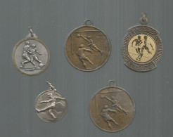 Médaille , Sports ,  FOOTBALL , 84 Gr. Uniface, LOT DE 5 MEDAILLES - Andere & Zonder Classificatie