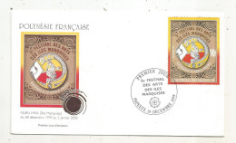 FDC, Premier Jour, POLYNESIE FRANCAISE,Tahiti, PAPEETE, 1999, NUKU HIVA, 5e Festival Des Arts Des ILES MARQUISES - FDC