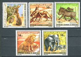 261 MAURITANIE 1977 - Yvert 358/62 - Lapin Lion Elephant Phacochere Chacal - Neuf ** (MNH) Sans Charniere - Mauritanie (1960-...)