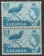 Sarawak 1955 -1957 6c Queen Elizabeth II & Local Motifs Pair MNH - Sarawak (...-1963)