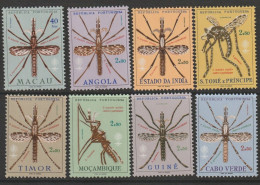 Portugal Portuguese India 1962 Insects Malaria W.H.O. Angola, Macau, India, Cabo Verde, Timor, Guine  Mozanbique 8V MNH - Otros & Sin Clasificación