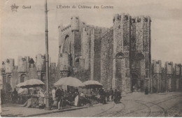 Belgique . GAND . L'Entrée Du Château Des Comtes ( Marché En Extérieur) + 2x Timbres 5cts Verts - Gent
