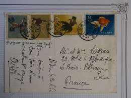 C CHINA BELLE CARTE RARE 1965  PEKIN AU PLESSIS ROBINSON FRANCE +POISSONS ROUGES. RED FISHES  +AFF. PLAISANT+ - Brieven En Documenten