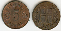 Islande Iceland 5 Aurar 1959 UNC KM 9 - Island