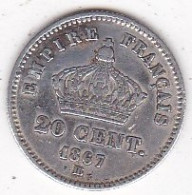 20 Centimes 1867 BB Strasbourg. Napoléon III, En Argent - 20 Centimes