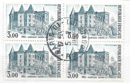 FRANCE N° 2195 BLEU FONCE ET BLEU CLAIR CHATEAU D'HENRI IV BLOC DE 4 OBL - Used Stamps