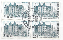 FRANCE N° 2195 BLEU FONCE ET BLEU CLAIR CHATEAU D'HENRI IV BLOC DE 4 OBL - Oblitérés