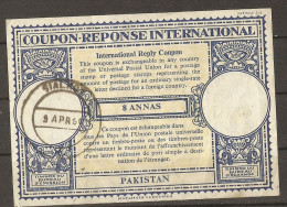 Pakistan 1960 - Coupon-réponse International, 8 Annas -  Cachet Sialkot 9/4/60 - Pakistan