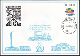 UNO WIEN 1986 Mi-Nr. 57 WEISSE KARTE - VÖLKLINGEN-LUDWEILER 9.05.1986 - Lettres & Documents