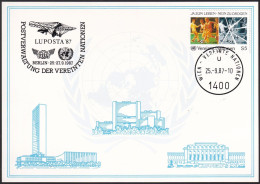 UNO WIEN 1987 Mi-Nr. 66 WEISSE KARTE - LUPOSTA'87 BERLIN 25.09.1987 - Covers & Documents