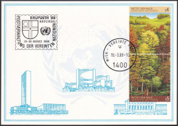 UNO WIEN 1988 Mi-Nr. 73 WEISSE KARTE - BRUPOSTA'88 BRUCHSAL 19.03.1988 - Covers & Documents