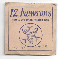 Pochette D'hameçons "montés Sur Racine Nylon Rhodia". Reste 9 Feuillets Avec Hameçons - Fischerei