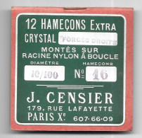 Pochette D'hameçons "J. Censier", Paris (75). Pochette Complète De 12 Feuillets Avec Hameçons - Pesca