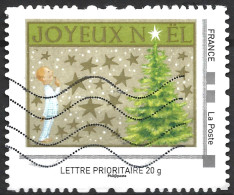 Montimbramoi  Joyeux Noël - Oblitéré  Lettre Prioritaire : Timbre Sur Support - Gebraucht