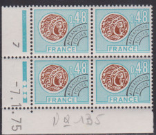 FRANCE PREOBLITERE N° 135** MONNAIE GAULOISE COIN DATE DU 7/1/75 - Precancels