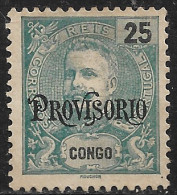 Portuguese Congo – 1902 King Carlos PROVISORIO 25 Réis Mint Stamp - Portugiesisch-Kongo