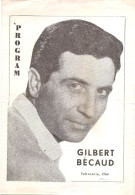 PROGRAMME Concert GILBERT BÉCAUD , Février 1964 Bucarest ( Roumanie ) - Programmes
