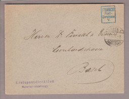 Schweiz Franco 1911-10-11 Basel1 Blauer 4-eckiger "Franco Postdirektion V" Stempel Auf Ortsbrief - Affranchissements Mécaniques