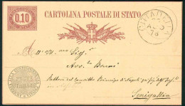 VZ096 -  CARTOLINA POSTALE DI STATO CENTESIMI 0,10-  STORIA POSTALE - 1876 CITTADELLA PADOVA SENIGALLIA - INTERO POSTALE - Postwaardestukken