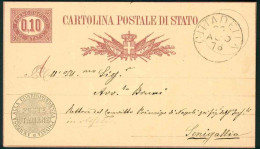 VZ096 -  CARTOLINA POSTALE DI STATO CENTESIMI 0,10-  STORIA POSTALE - 1876 CITTADELLA PADOVA SENIGALLIA - INTERO POSTALE - Stamped Stationery