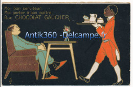 CPA 49 ANGERS Carte Publicitaire Chocolat GAUCHER  32 & 34 Boulevard De Saumur Domestique Black Boy - Angers