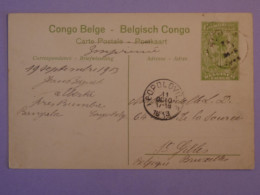 AK1 CONGO BELGE BELLE CARTE ENTIER SERIE 1 .N°31  1913 LEOPOLDVILLE A BRUSSELS + BASOKO+AFFRAN. INTERESSANT + - Entiers Postaux